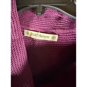 RuffHewn Mens Plum Purple Textured Garter Knit Crewneck Sweater Side Slit Large